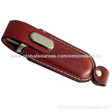 Leather USB Flash Drive, USB2.0 Interface and 64MB to 32GB Memory Capacity